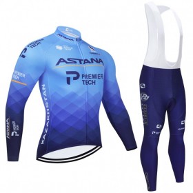 Fietskleding (Fietsshirt Lange Mouw + Lange Koersbroek) 2021 Astana–Premier Tech N001